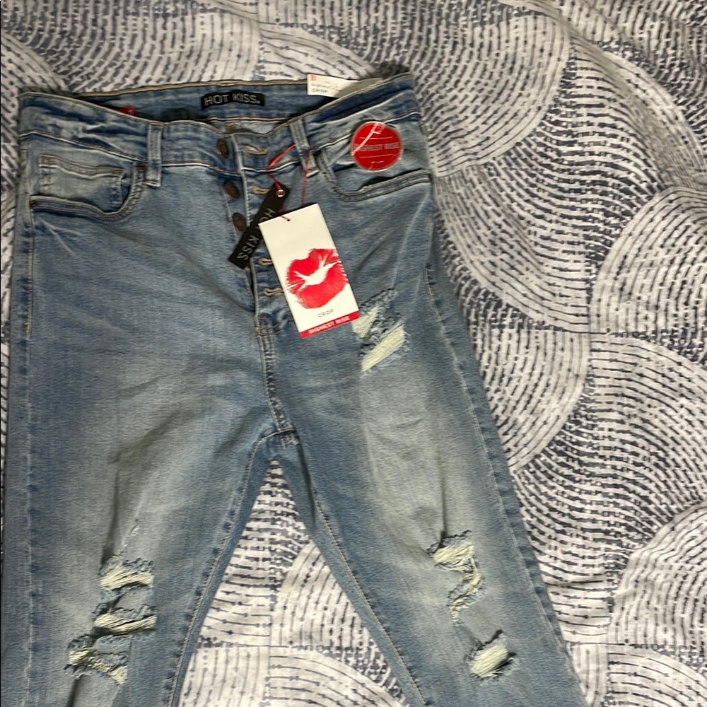 Hot Kiss Blue Skinny Distressed Jeans